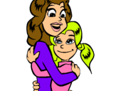 Dibuix Mare i filla abraçades pintat per laia rovira