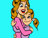 Dibuix Mare i filla abraçades pintat per TEQUIERO MUCHO MAMA