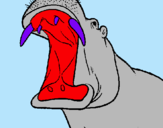 Dibuix Hipopòtam amb la boca oberta pintat per joel