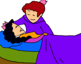Dibuix La princesa dorment i el príncep pintat per avi