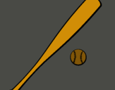 Dibuix Bat i bola de beisbol pintat per nil