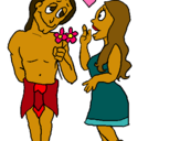 Dibuix Joves maies enamorats pintat per Lara