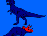 Dibuix Triceratops i tiranosaurios rex  pintat per DINOCO 5