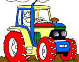 Dibuix Tractor en funcionament  pintat per tracto