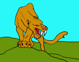 Dibuix Tigre amb afilats ullals pintat per lleó amb dents de sabre