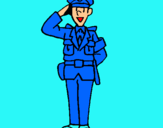 Dibuix Policia saludant pintat per joel