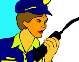 Dibuix Policia amb el walkie pintat per Àngela
