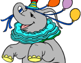 Dibuix Elefant amb 3 globus pintat per PIERRE
