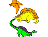 Dibuix Tres classes de dinosauris  pintat per sergio