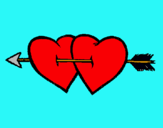 Dibuix Dos cors amb una fletxa pintat per Ana   22-2-2002
