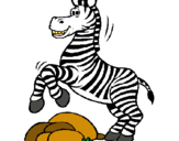 Dibuix Zebra saltant pedres pintat per PIERRE