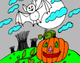 Dibuix Paisatge de Halloween pintat per estefane  e   junior