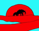 Dibuix Elefant en l'alba pintat per Roger