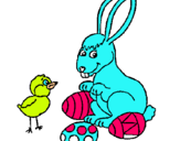 Dibuix Pollet, conillet i ous pintat per joel garcia