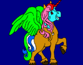 Dibuix Unicorn amb ales pintat per julia fatjo gimenez