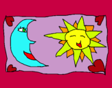 Dibuix Sol i lluna 2 pintat per Núria