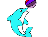 Dibuix Dofí jugant amb una pilota pintat per JUDIT   CABALLE  AMARGANT
