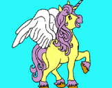 Dibuix Unicorn amb ales pintat per er