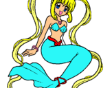 Dibuix Sirena amb perles pintat per laura mallofre