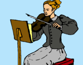 Dibuix Dama violinista pintat per xesca