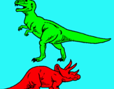 Dibuix Triceratops i tiranosaurios rex  pintat per joan lafuente