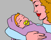 Dibuix Mare amb la seva nadó II pintat per POL