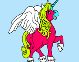 Dibuix Unicorn amb ales pintat per ALEX  C .G