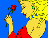 Dibuix Princesa amb una rosa pintat per anònim