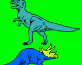 Dibuix Triceratops i tiranosaurios rex  pintat per arnau c.