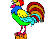 Dibuix Gall cantant  pintat per gallina
