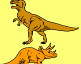 Dibuix Triceratops i tiranosaurios rex  pintat per guillem