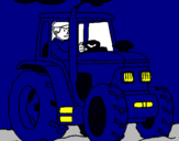 Dibuix Tractor en funcionament  pintat per Jan ballaz i rius 