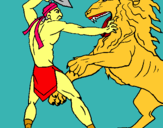 Dibuix Gladiador contra lleó pintat per Alexandra
