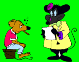 Dibuix Doctor i pacient ratolí pintat per julia felius