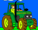Dibuix Tractor en funcionament  pintat per anònim