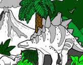 Dibuix Família de Tuojiangosauris pintat per arnau c.