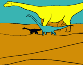 Dibuix Família de Braquiosauris pintat per Abel i Lucas