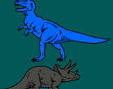 Dibuix Triceratops i tiranosaurios rex  pintat per arnau c.