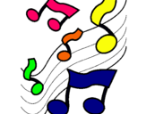 Dibuix Notes en l'escala musical  pintat per berta 