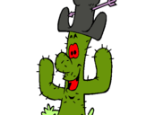 Dibuix Cactus amb barret  pintat per BRUNA