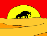 Dibuix Elefant en l'alba pintat per abril roura