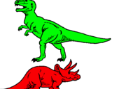 Dibuix Triceratops i tiranosaurios rex  pintat per NIL SERA