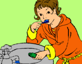 Dibuix Nen rentant-se les dents pintat per madalina