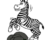 Dibuix Zebra saltant pedres pintat per baby