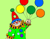 Dibuix Pallasso amb globus pintat per pallaso