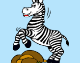 Dibuix Zebra saltant pedres pintat per alex mena
