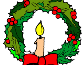 Dibuix Corona de nadal i una espelma pintat per Arnau