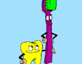 Dibuix Queixal i raspall de dents pintat per ANDREA RIALP