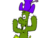 Dibuix Cactus amb barret  pintat per jordi lopez