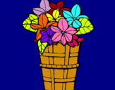 Dibuix Cistell amb flors 3 pintat per lidia
